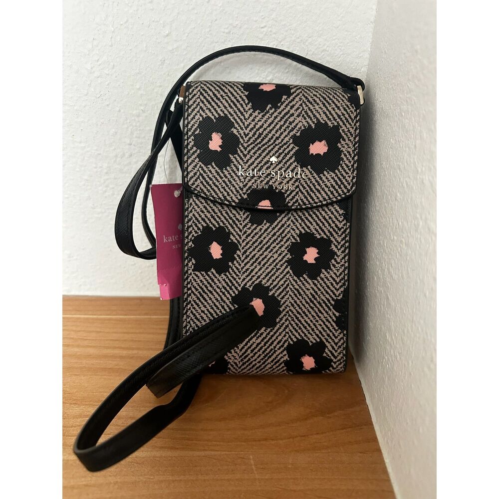 Kate Spade New York Staci NS Herringbone Floral Crossbody – Black Multi NWT